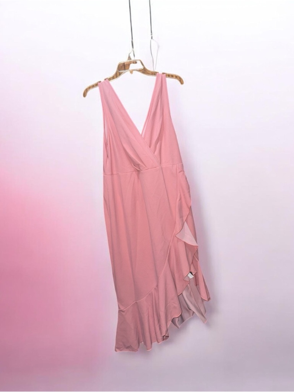 Dusky Pink Ruffle Wrap Midi Dress - Picture 4 of 4